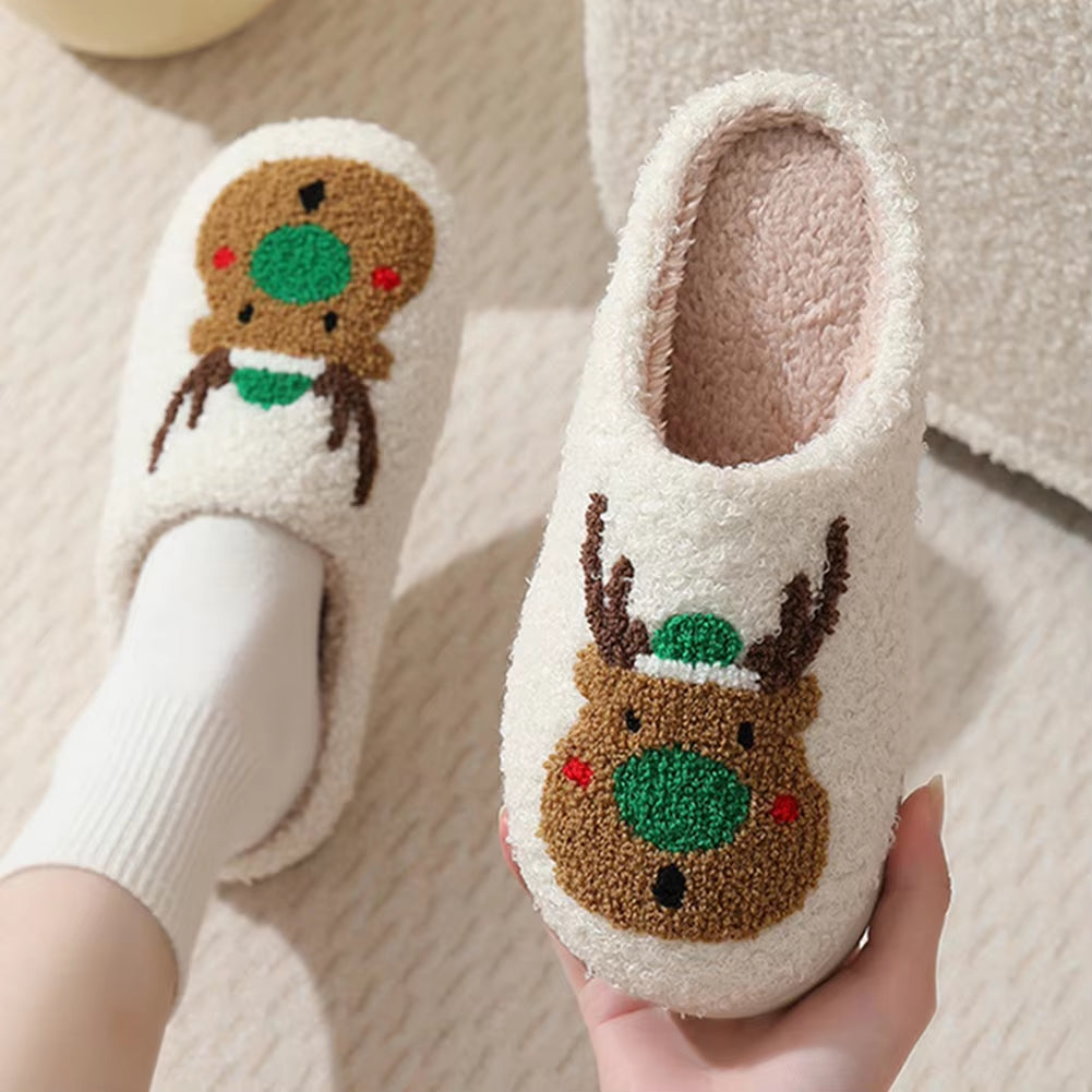 Women Fuzzy Fluffy Slippers for Winter Christmas Deer Slippers Women Home Winter Slippers Cute Women Winter Home