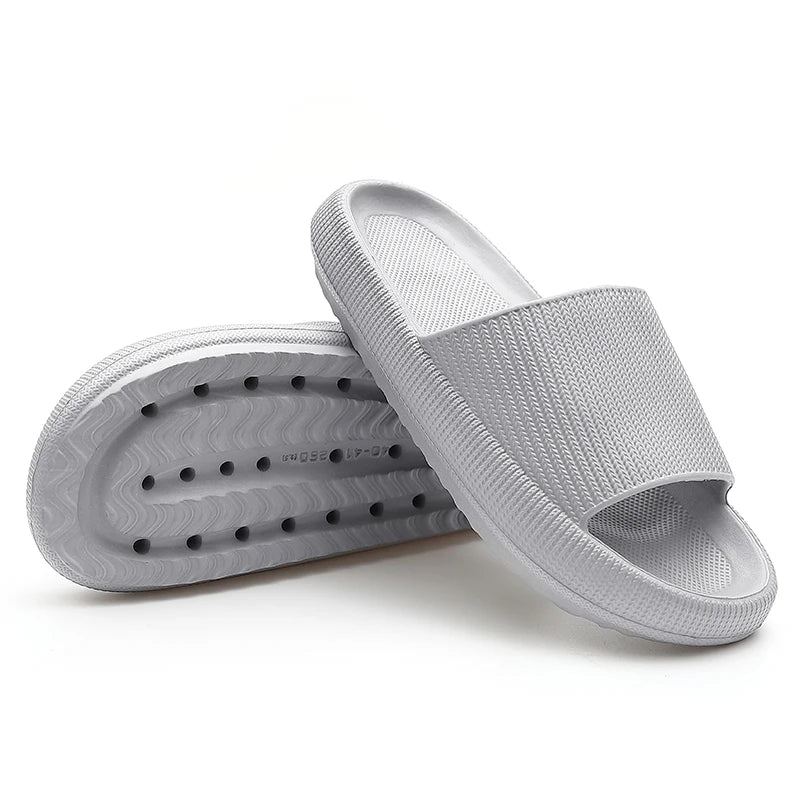 Cloud Cushion Slides Fashion Women Summer Soft Slippers Thick Platform Bathroom Home Men Indoor Non-Slip Anti-Slip Female