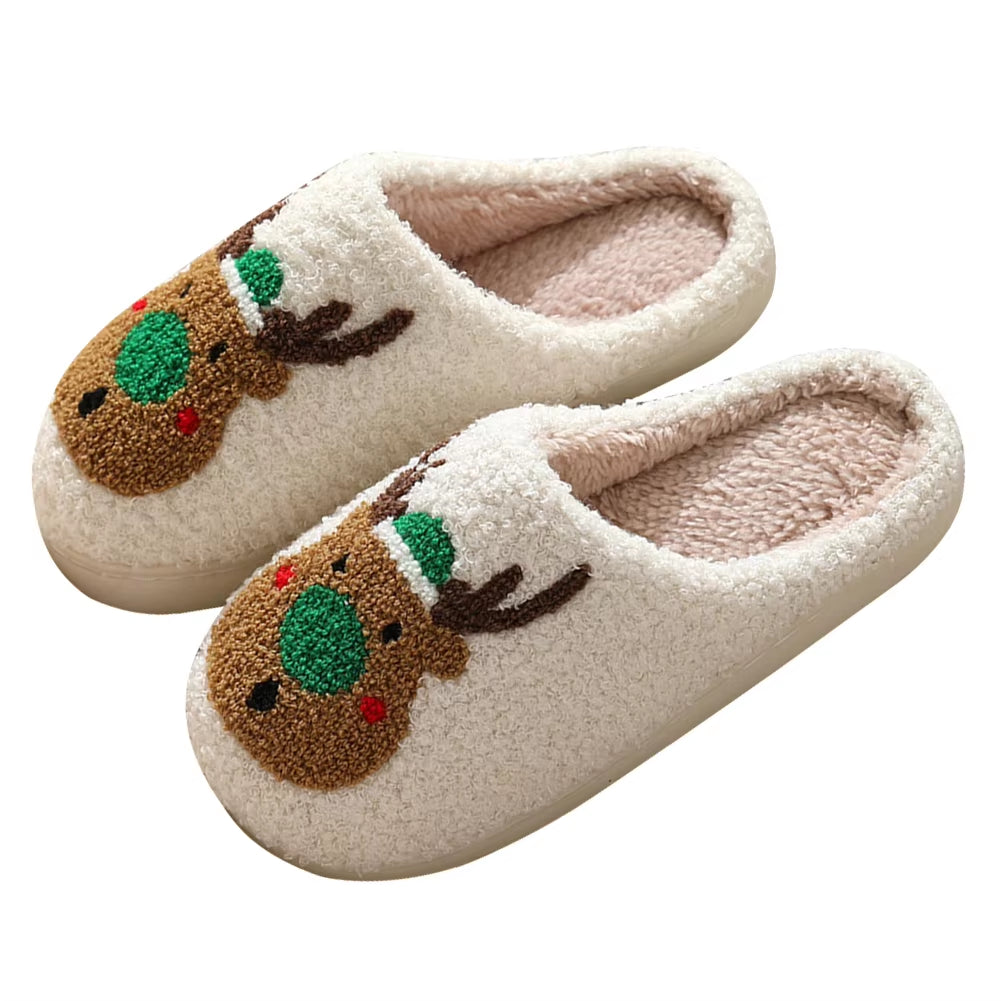 Women Fuzzy Fluffy Slippers for Winter Christmas Deer Slippers Women Home Winter Slippers Cute Women Winter Home