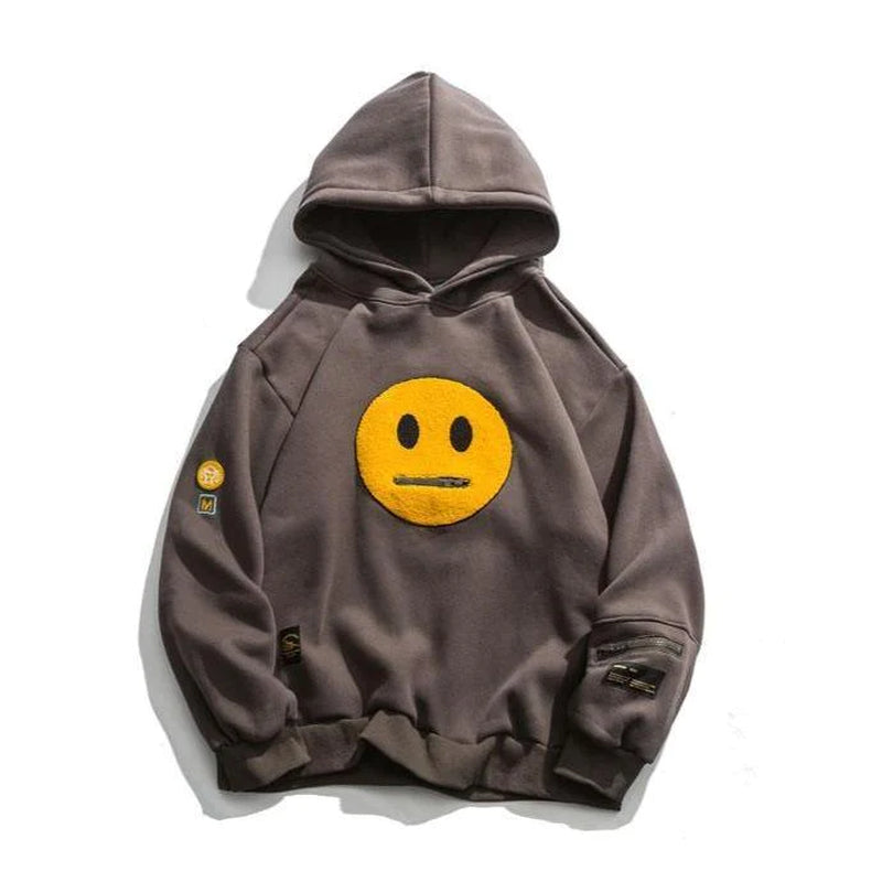 Smiley Face Zipper Pocket Hoodie | Streetwear Skater Fashion met Emoji