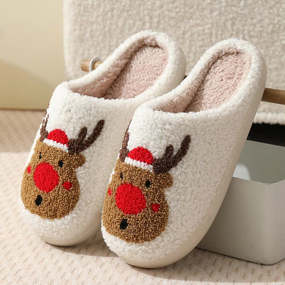 Women Fuzzy Fluffy Slippers for Winter Christmas Deer Slippers Women Home Winter Slippers Cute Women Winter Home