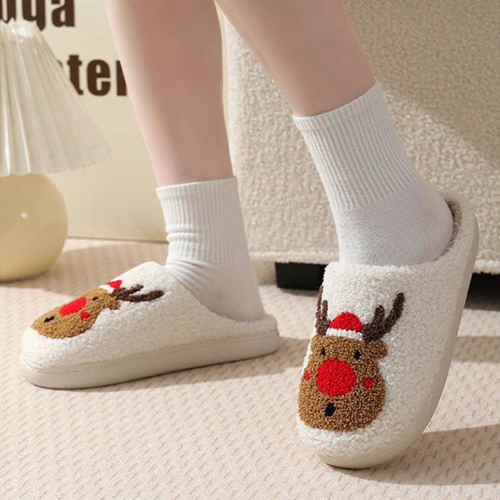 Women Fuzzy Fluffy Slippers for Winter Christmas Deer Slippers Women Home Winter Slippers Cute Women Winter Home