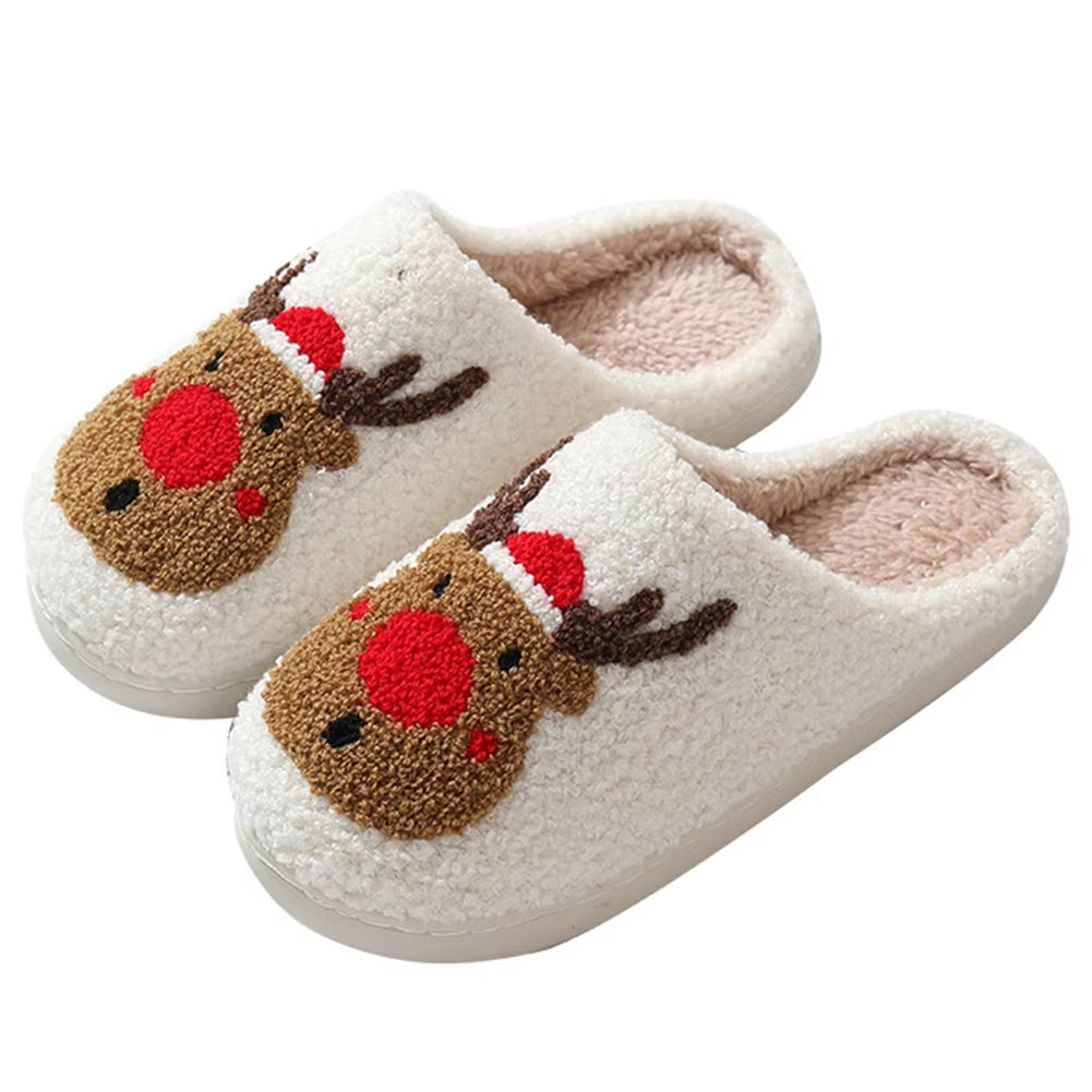 Women Fuzzy Fluffy Slippers for Winter Christmas Deer Slippers Women Home Winter Slippers Cute Women Winter Home